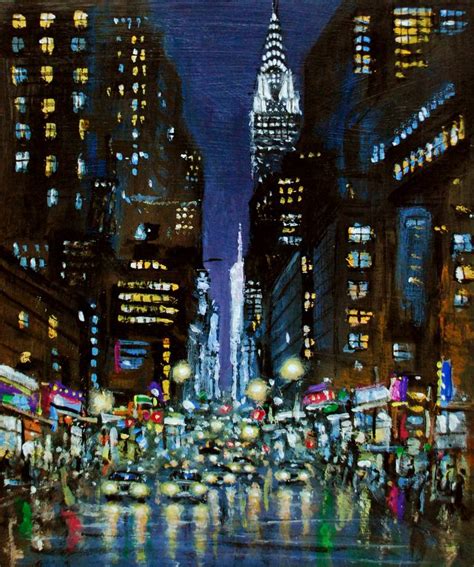 New York City Night In Rain Painting By Vishalandra M Dakur Saatchi Art