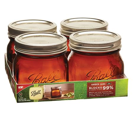 Ball Ounce Elite Color Series Amber Wide Mouth Canning Jars Count