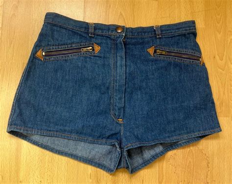 70 S Denim Hot Pants Vintage 1970 S St Michael Denim Shorts Uk 10 12 Etsy