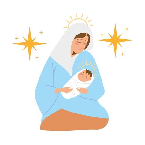 Nativity Holy Mary Carrying Baby Jesus 2641902 Vector Art At Vecteezy