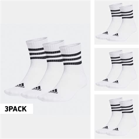 Adidas 3 Stripes Cushioned Sportswear 3 Pack Unisex Socks White Ht3456