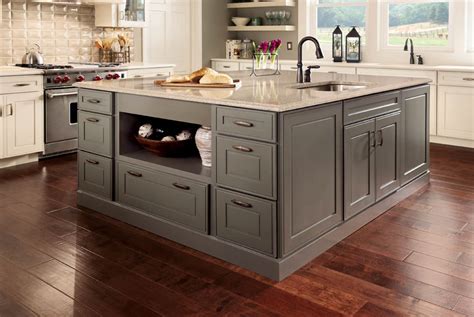 Kraftmaid Midnight Suede Kitchen Island With Dove Cabinets Schmidt