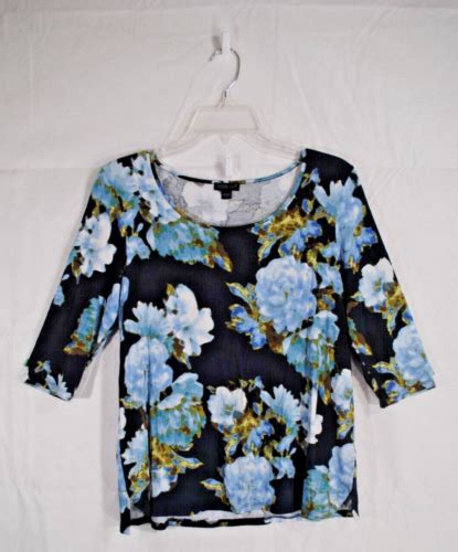 J Jill Wearever Collection Women S Navy Multi Floral Print Sleeve