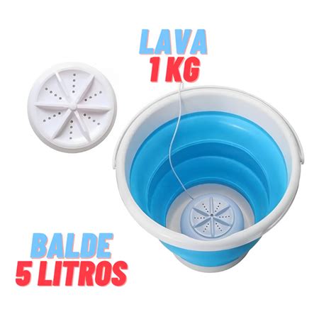 Kit Mini Maquina De Lavar Roupas Panos Portatil Lavadora Balde