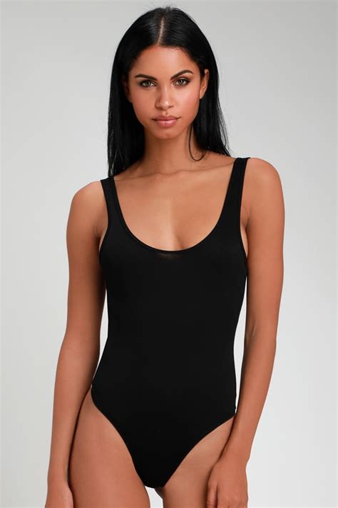 Cute Black Bodysuit Ribbed Bodysuit Basic Bodysuit