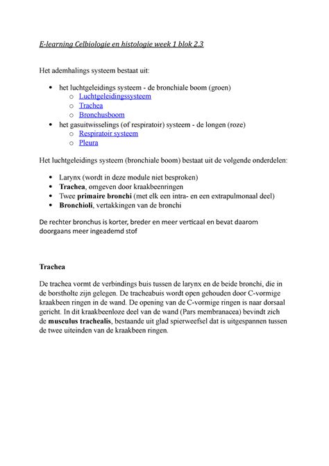 E Learning Celbiologie En Histologie Week 1 2 3 Celbiologie En