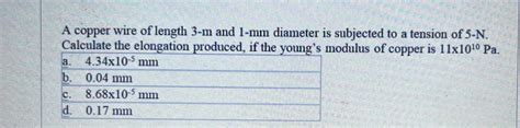 Answered A Copper Wire Of Length 3 M And 1 Mm Bartleby