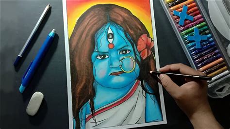 Kali Mata Drawing Step By Step Maa Kali Drawing Oil Pastel How To