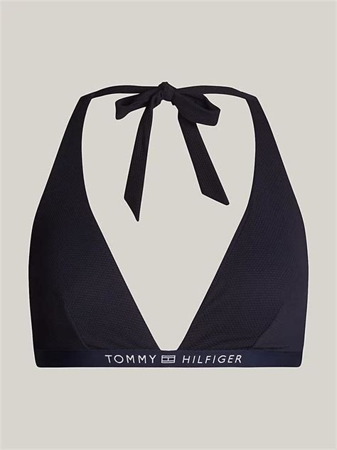 Tonal Logo Fixed Triangle Bikini Top Blue Tommy Hilfiger