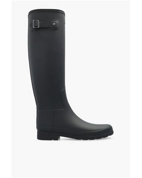 Hunter Refined Tall Wellington Rain Boots In Black Lyst