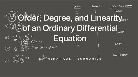 Order Degree And Linearity Of An Ordinary Differential Equation Youtube