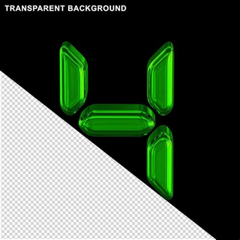 Premium PSD | Digital green number 4