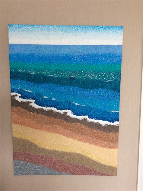 Painting Using Pointillism Of Sea And Coast Original Artwork Etsy