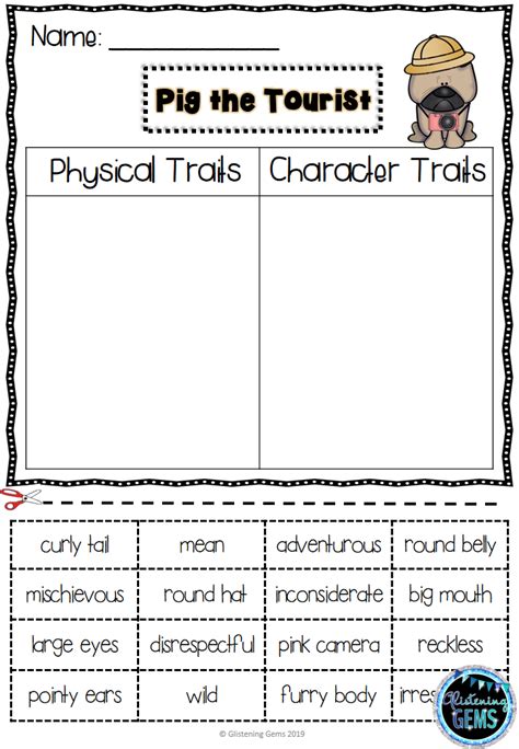 Pig The Tourist Character Traits Sorting Aaron Blabey Activities