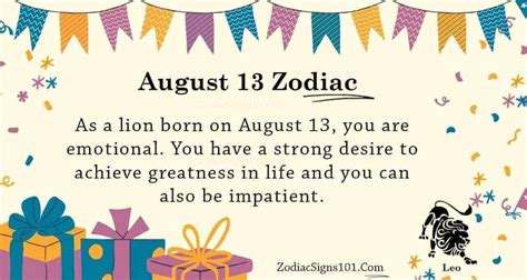 August 13 Zodiac is Leo, Birthdays and Horoscope - ZodiacSigns101