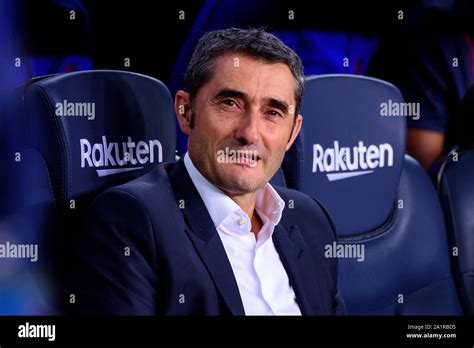 BARCELONA - SEP 24: The coach Ernesto Valverde at the La Liga match ...