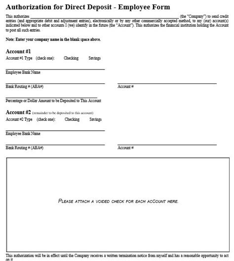 Free Printable Direct Deposit Authorization Form [word Examples] Best Collections