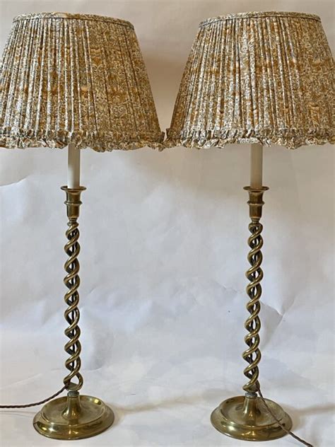 A Pair Of Brass Barley Twist Candlestick Lamps Miranda Willes