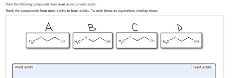 Solved Acidity: Rank 2-methoxyethanethiol, | Chegg.com