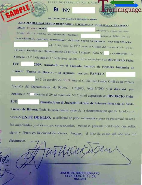 Divorce Certificate Uruguay Tranlanguage Certified Translations