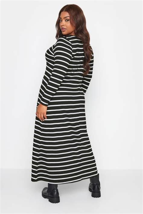 Yours Plus Size Black Stripe Long Sleeve Maxi Dress Yours Clothing