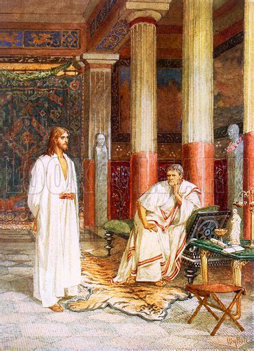 Jesus Being Interviewed Privately By Pontius Pilate Stock Image Look