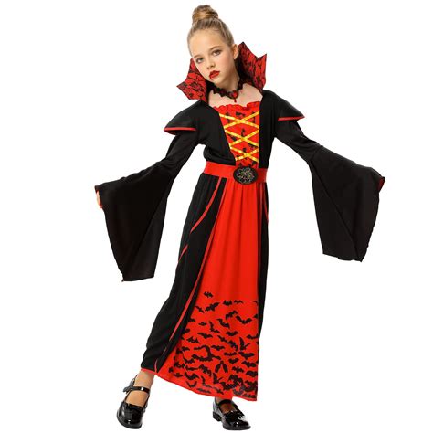 Juiluna Royal Vampire Costume Set For Girls Halloween Dress Up Party Vampiress Queen Role Play