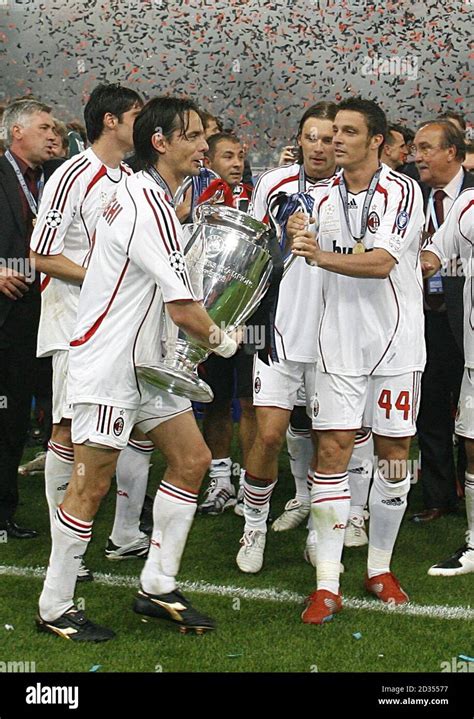 Ac Milan S Massimo Oddo R And Filippo Inzaghi L Celebrate With The