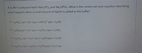 Solved A Buffer Is Prepared With Nah Po And Na Hpo What Chegg