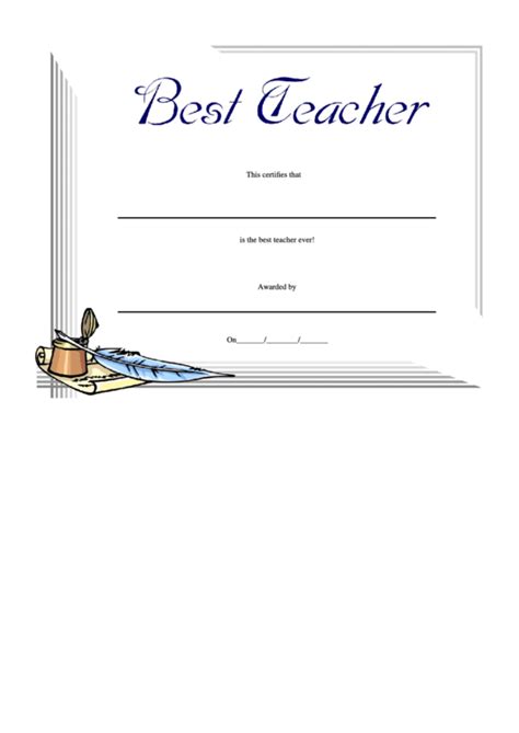 Best Teacher Certificate Template Printable Pdf Download