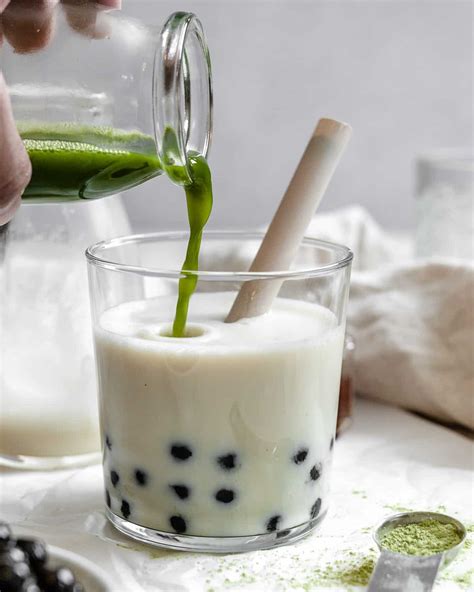 Matcha Boba Tea Green Milk Tea Plant Based On A Budget