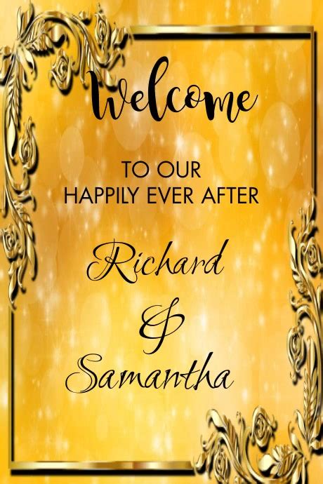 Gold Glitter Wedding Welcome Sign Template Postermywall