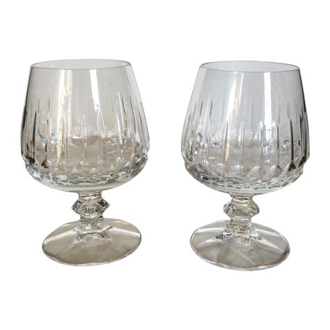 Antique Clear Cut Crystal Brandy Glasses Pair Chairish