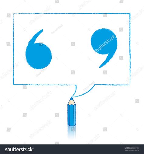 Blue Pencil Reflection Drawing Solid Quotation Stock Vector Royalty