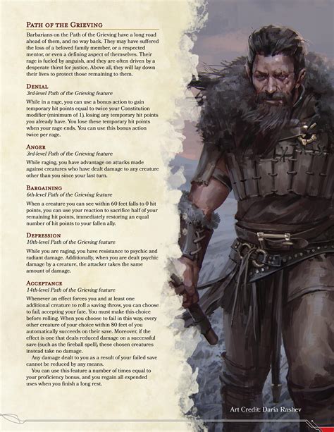 Barbarian Subclass: Path of the Grieving - Looking for feedback! : r ...