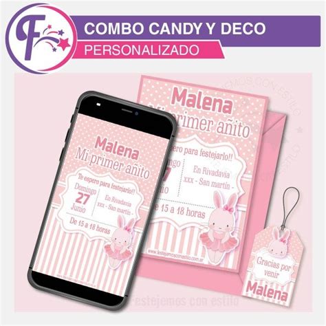 Kit Imprimible Personalizado Conejita Bailarina Festejemos Con Estilo