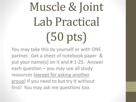 Muscle And Joint Lab Practical 50 Pts Ppt Download