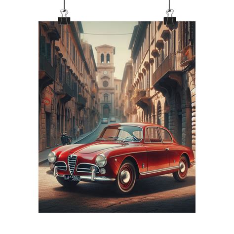 Vintage Alfa Romeo Giulia Poster Alfa Romeo Giulia Red Alfa Romeo Red Vintage Alfa Romeo