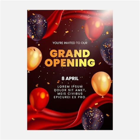 Free Vector Realistic Grand Opening Invitation In 2024 Grand