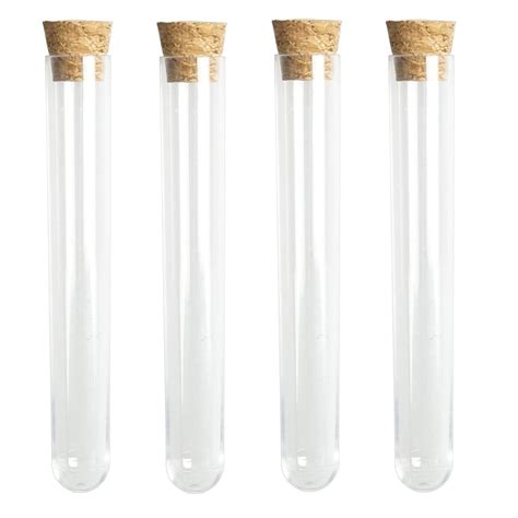 Pieces Clear Plastic Test Tubes With Cork Stoppers X Mm Ml For