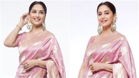 Madhuri Dixit Looks Magical In Most Beautiful K Pink Silk Saree For