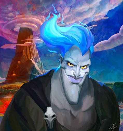 A Digital Painting Of A Man With Blue Hair And An Evil Look On His Face