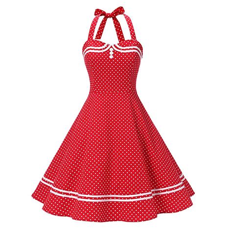 Ibtom Castle Women S Vintage Polka Dot Audrey Dress S Halter Retro