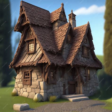 Premium Ai Image Fantasy House 3d Model For Games Ai