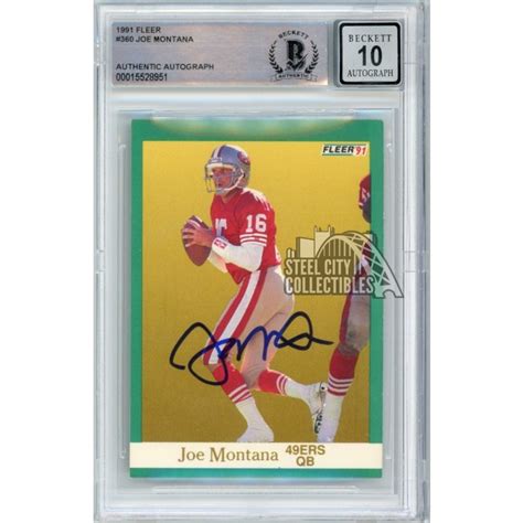 Joe Montana 1991 Fleer Autograph Card #360 BAS 10 | Steel City Collectibles