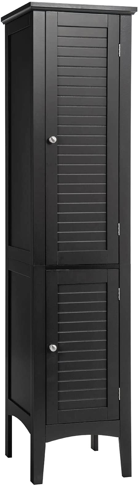 Tangkula Tall Bathroom Storage Cabinet 5 Tier Wooden Freestanding Tower Cabinet