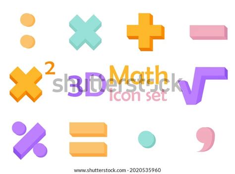 Collection Illustrations Symbols Mathematics 3d Designs Stock Vector