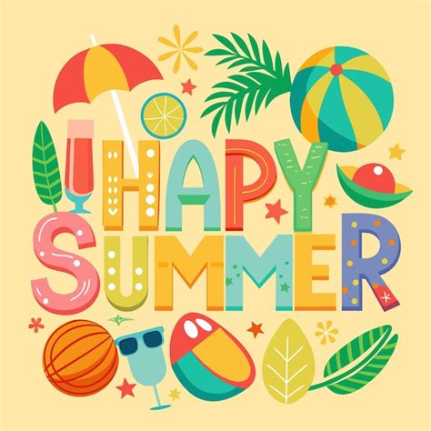 Premium Vector Colorful Summer Illustration With Typography