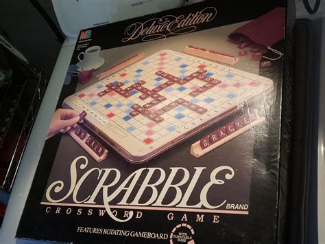 Scrabble Deluxe Edition Game Turntable Rotating Board Vintage