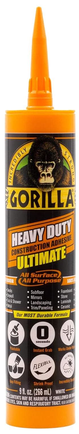 Gorilla 9 Ounce Cartridge Heavy Duty Ultimate Construction Adhesive W